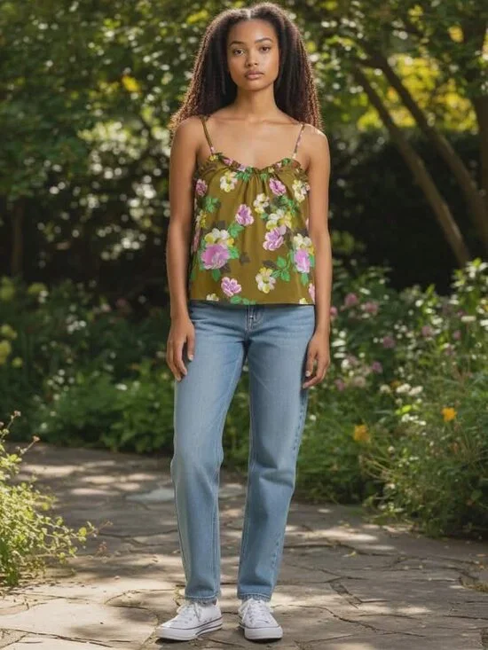 Aerie Floral Tank Top Women's Large Multicolor Sleeveless Pullover Boho Casual - Picture 10 of 10